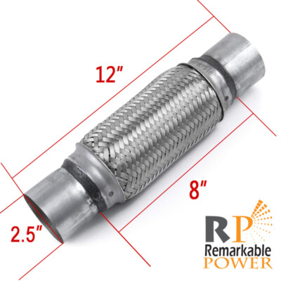 RK7546 Fits -2.5'' x 8'' Heavy Duty Stainless Steel Exhaust Flex Pipe 12'' OL