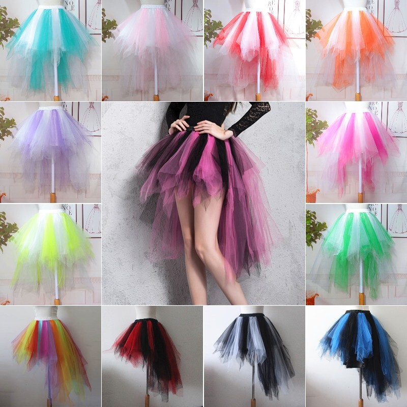 Women Mesh Swallowtail Bubble Skirt Tutu Asymmetrical High Waist Dance Party