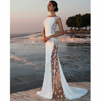 Women Lace Sleeveless Sexy Evening Party Bodycon Prom Gown Elegant Long Dress