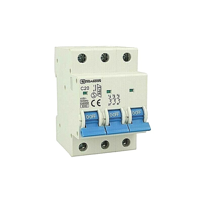 Interruttore Magnetotermico 3 Posti C20 20Amp 3M 3 Moduli Stotz SD-X6-3P-C20 uni
