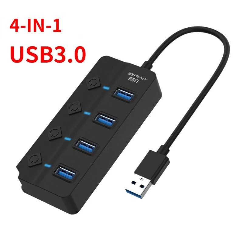 Expansor hub de USB de 4 puertos | 3.0 con cable | adaptador PC, portatil - Picture 2 of 6