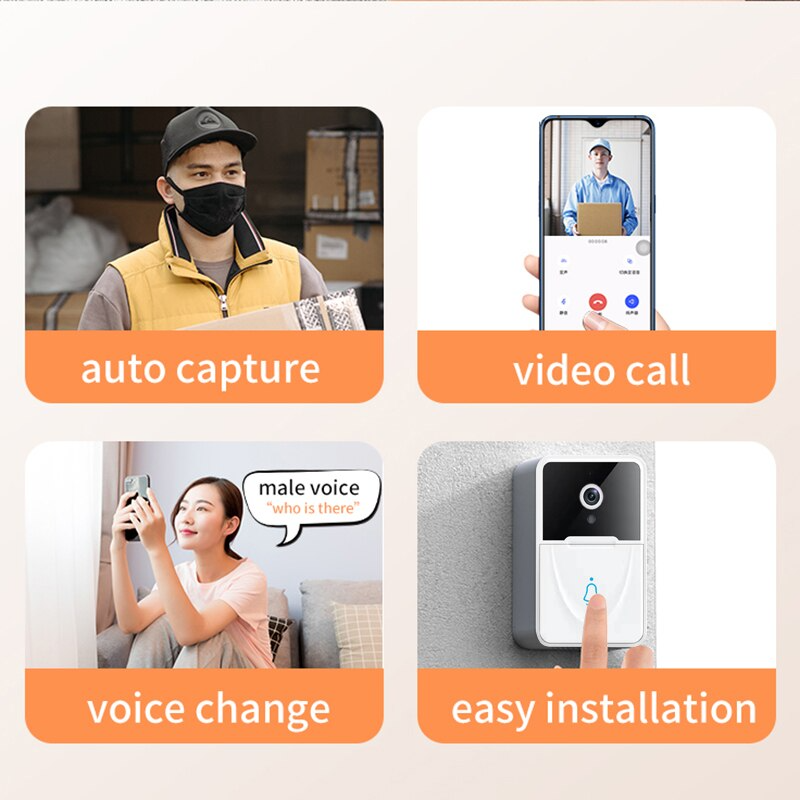 Smart Wireless WiFi Video Doorbell Phone Camera Door Bell Ring Intercom Security