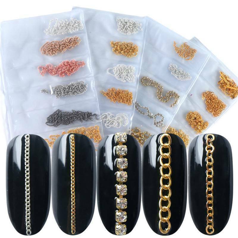 Metal Chain Fashion Gel Manicure DIY Nail Art Decorations Crystal
