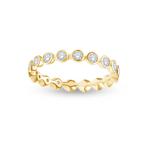 2/3 Ct Bezel Set Round Diamond Engagement Ring 14K Yellow Gold Lab Grown