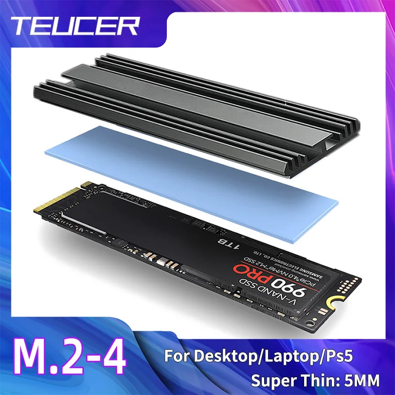 TUECER M.2 NVME NGFF 2280 Solid State Hard Disk Radiator M.2 SSD Aluminum Cooler