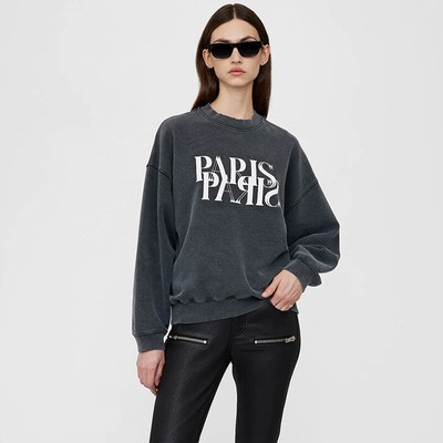 ANINE BING Hoodies Top Letter Print Long Sleeve Loose Pullover Womens Sweatshirt