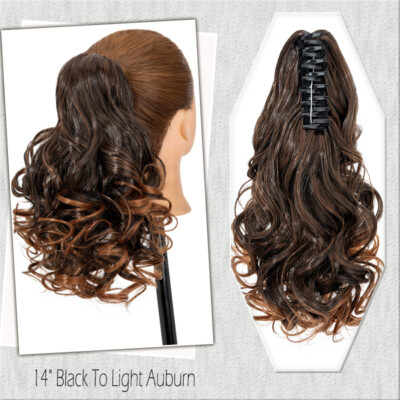 Highlight Thick Real Claw Ponytail Clip In Hair Extensions Pony Tail As Human US