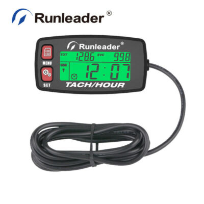 Digital Self Powered Hour Tach Meter Tachometer Battery Replaceable Maintenance