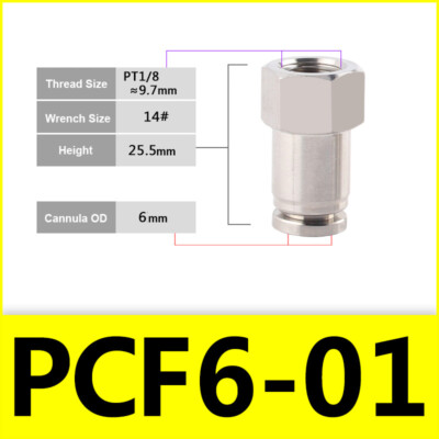 1/8''-1/2'' Stainless Steel Female Thread Pneumatic Push In Straight Fitting Hose