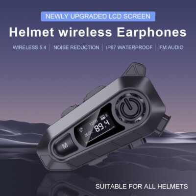 Bluetooth5.4 Motorcycle Helmet Headset Waterproof Headphone Hands Free LCD Light