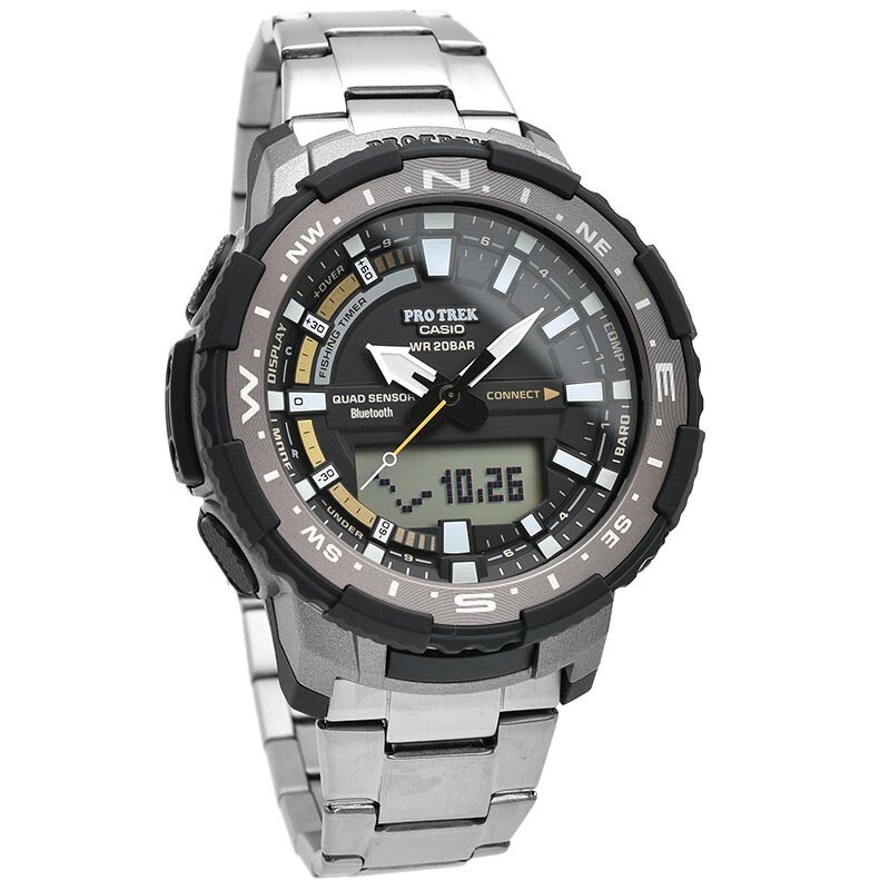 Pre-owned Casio Pro Trek Angler Line Smartphone Link Prt-b70t-7jf Men's Gray No Manual