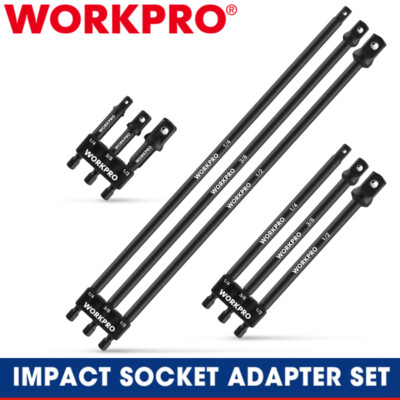WORKPRO 9PC Socket Adapter Extension Set 3/8 1/4 1/2'' Drive Impact Extension Bit