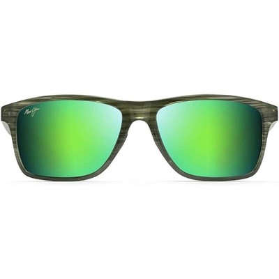 Pre-owned Maui Jim Men's Polarized Rectangular Sunglasses - Large In Green