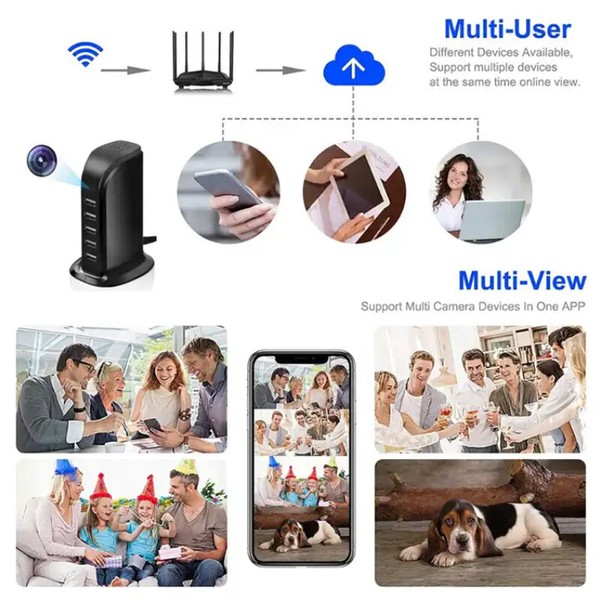 HD 1080P WiFi Mini Camera Multi Port USB Charger Motion Detection Security Cam A - Image 3
