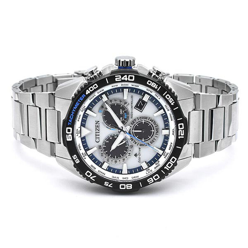 Pre-owned Citizen Promaster Land Eco-drive Cb5034-91a White Dial Solar Radio Men Watch Jp
