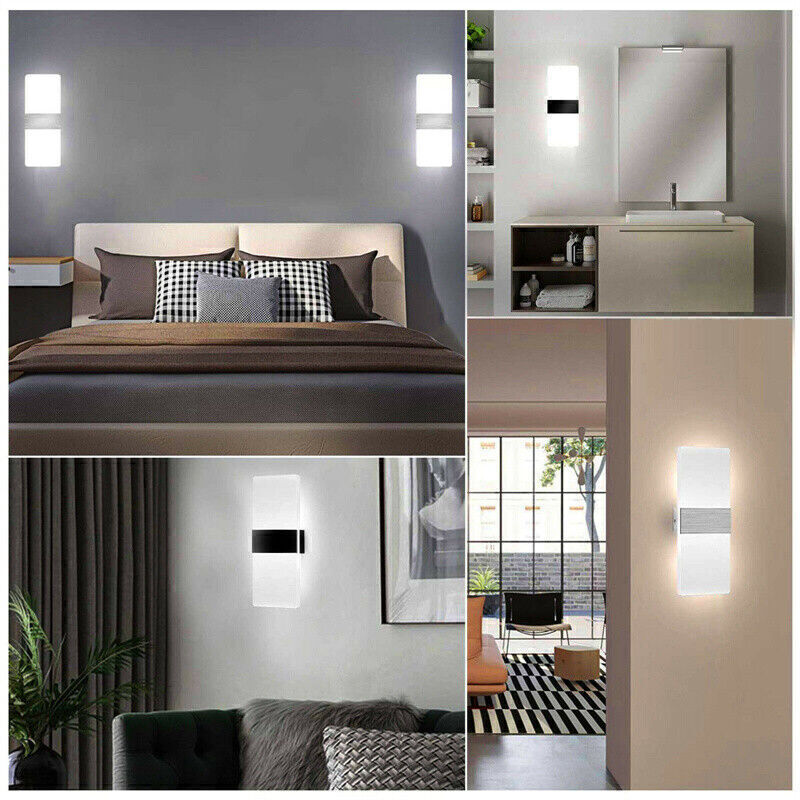 1-6PK Modern LED Wall Light Up Down Lamp Sconce Spot Lighting Bedroom Fixture US