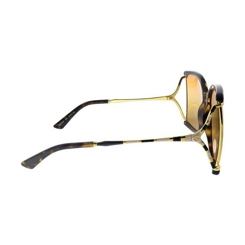 Pre-owned Gucci Women Oversized Sunglasses In Havana/gold Frame W/orange Lens Gg0592s-003