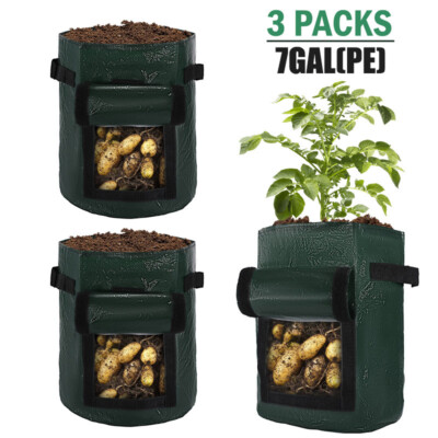 1/3/5 Pack Planting Grow Bags Fabric Pot Nursery Soil Nonwoven with Handle