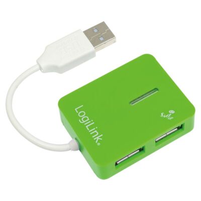 LogiLink UA0138 USB 2.0 Hub Extender Verteiler 4-Port Smile Grün bis 480 MBit/s