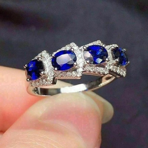 Luxury Oval Blue Cubic Zirconia Women’s Brass Wedding Band 2023 Silver Style