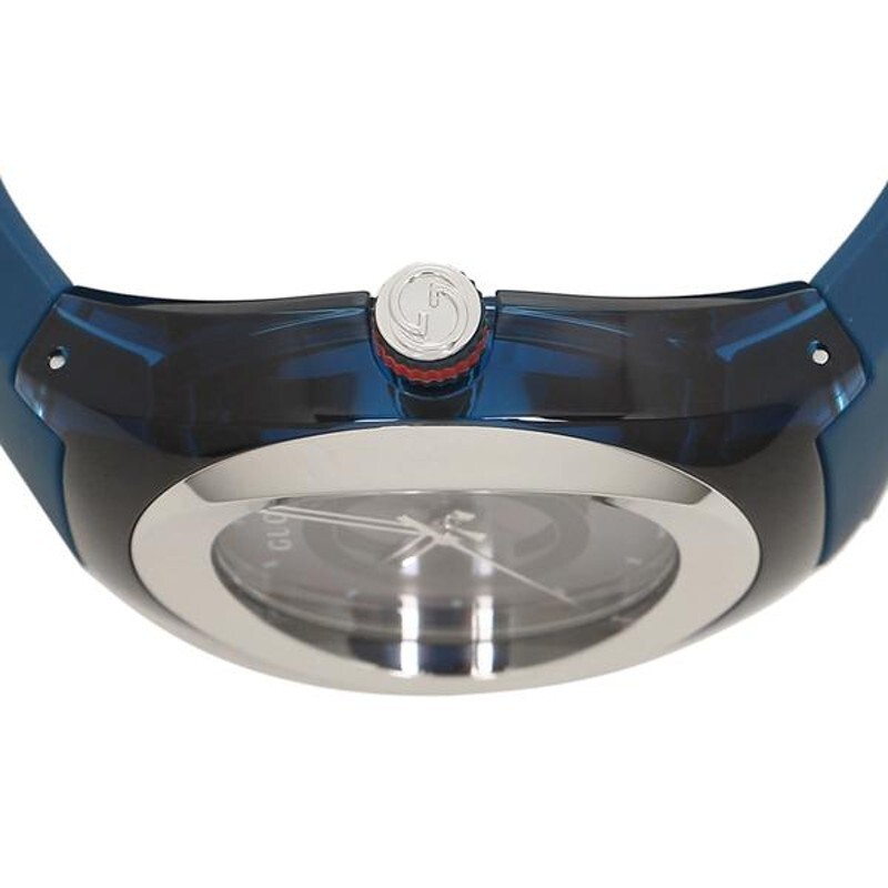 Pre-owned Gucci $680 Msrp |  Sync Xxl Men's Blue Rubber Band Watch - Ya137104
