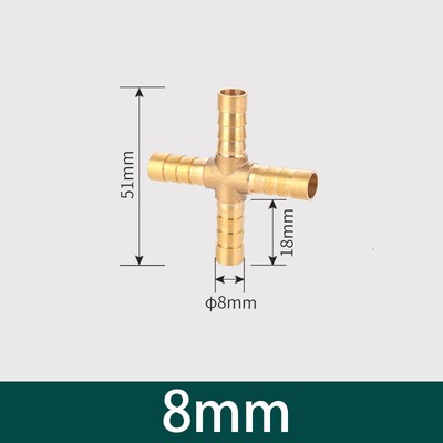 Brass Cross 4 Hose Joiner Barbed Splitter Connector Air Fuel Water Pipe Gas