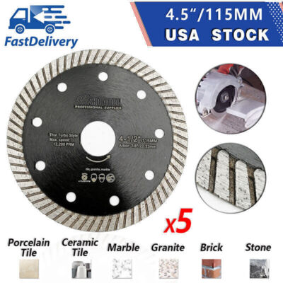 5pcs 4.5''/115mm Circular Diamond Superthin Cutting Disc Saw Blade Ceramic Tile