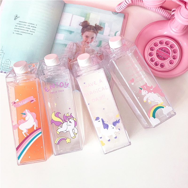 500ML Fantastic Summer Unicorn Cartoon Milk Drink Box Water Bottle