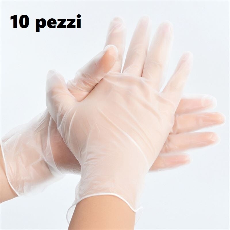 Confezione 10 Pezzi Guanti Monouso Taglia M Ambidestro In Vinile Protezione