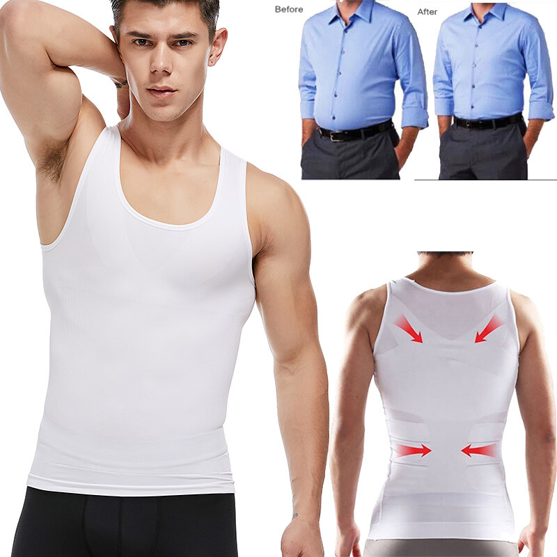 Männer Bauch Kompression Tank Tops Abnehmen Weste Taillenformer T-Shirt Mieder