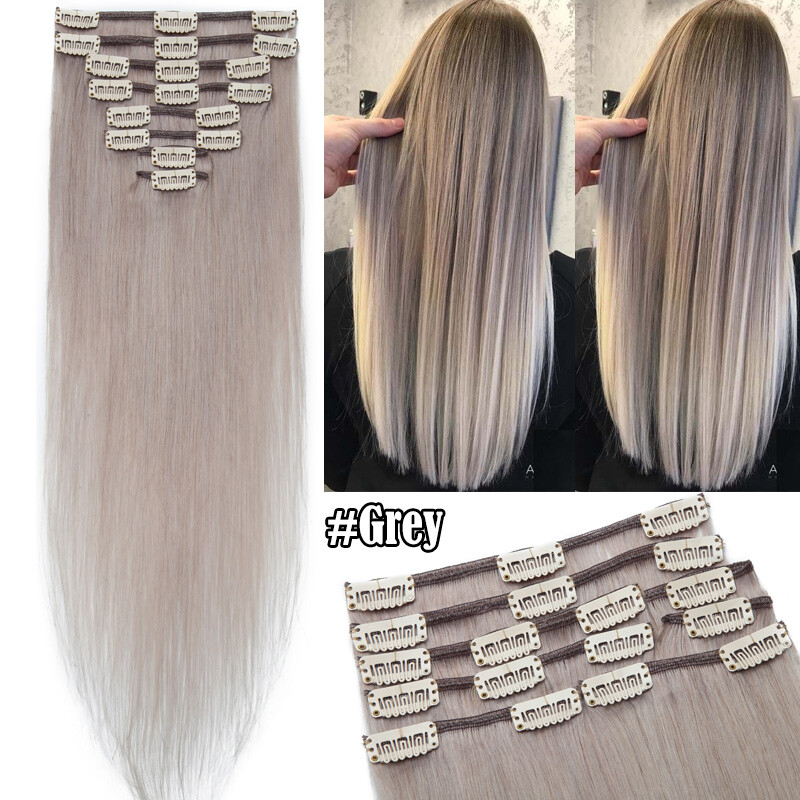 CLEARANCE Ombre Clip In 100% Real Human Hair Extensions Weft 8 Pieces Full Head