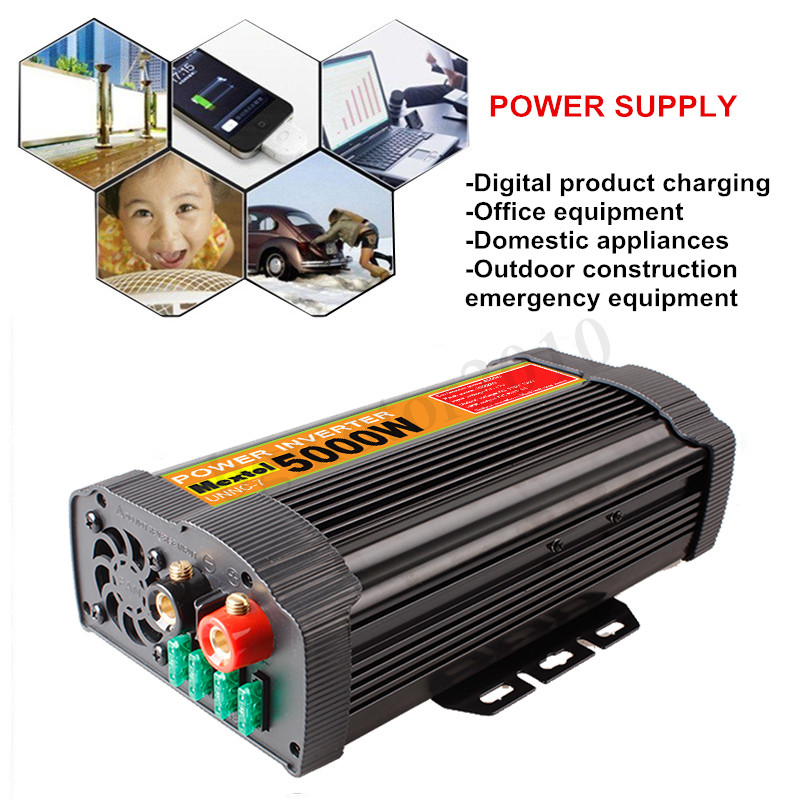 5000W 10000W Car Solar Power Inverter 12V DC to 110V AC Sine Wave Converter US