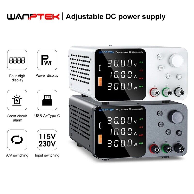 0-30V/60V/120 3A/5A/10A Adjustable Lab DC Power Supply Bench Variable Voltage 