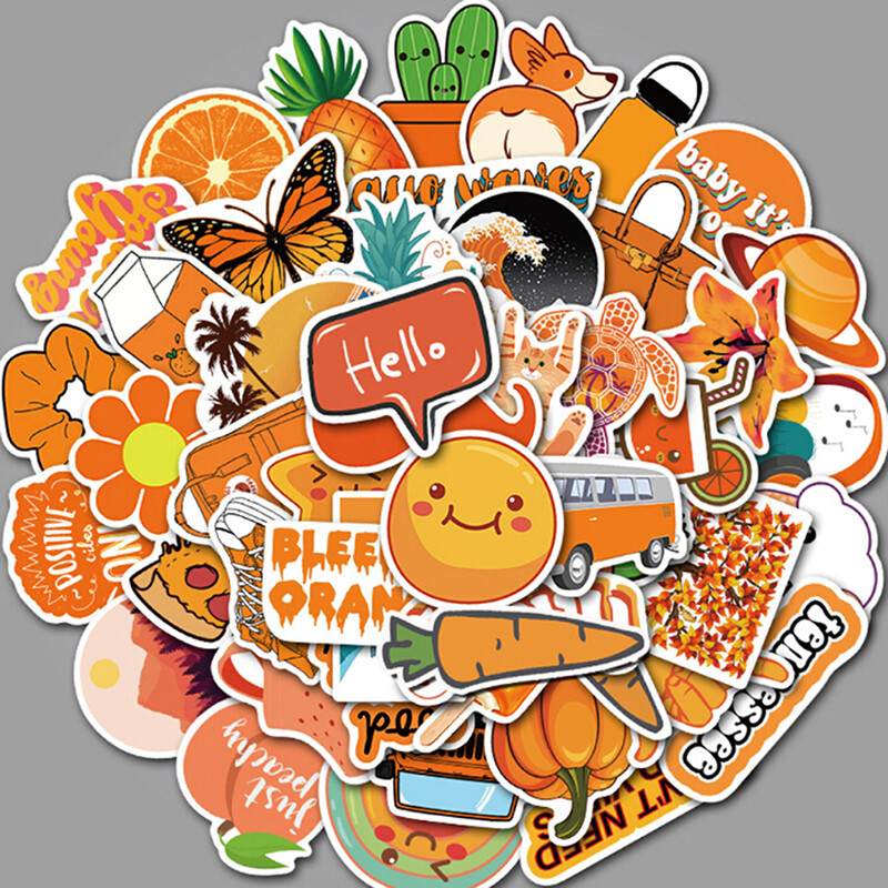 50X Orange Stickers Skateboard Laptop Luggage Guitar Bike Car Bomb Deca-ac