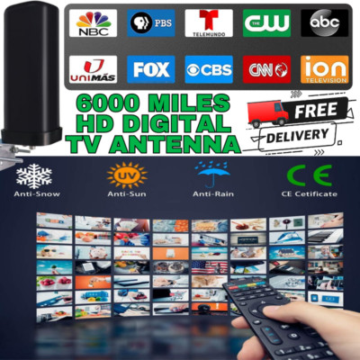 6000 Miles HDTV 1080P Outdoor HD 4K Digital TV Antenna Boosters Signal Amplifier