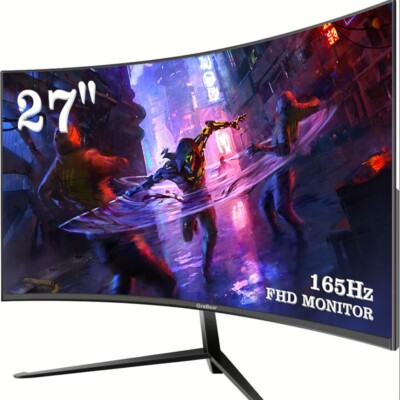 27inch 1080P FHD 165Hz 1ms Curved Gaming Monitor, HDMI 2.1, DP 1.4, FreeSync