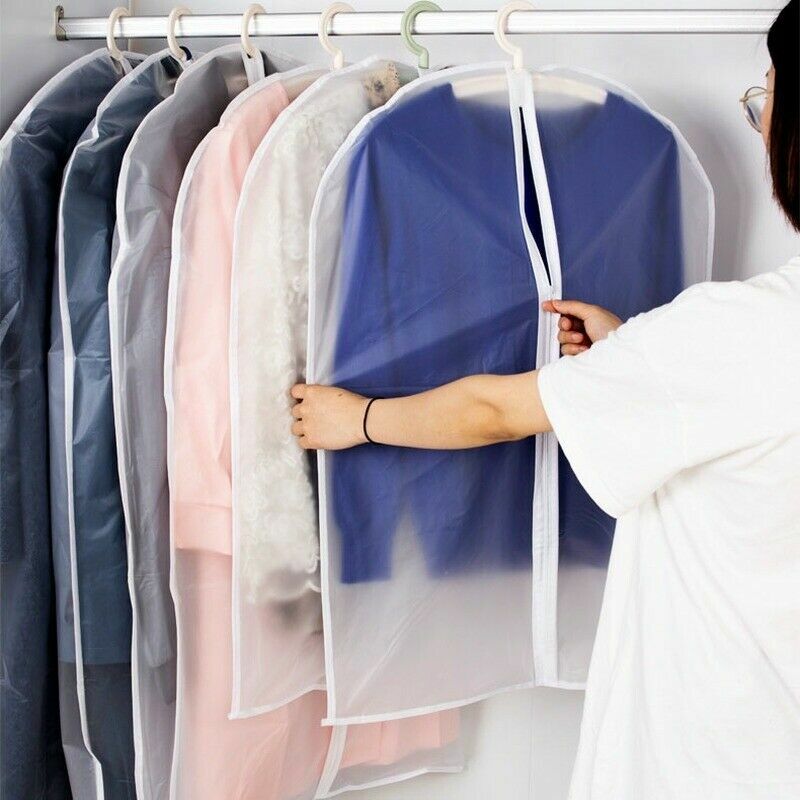 Plastic Clothes Dust-proof Cover Suit Dress Storage Bag Zip Garment Protector UK