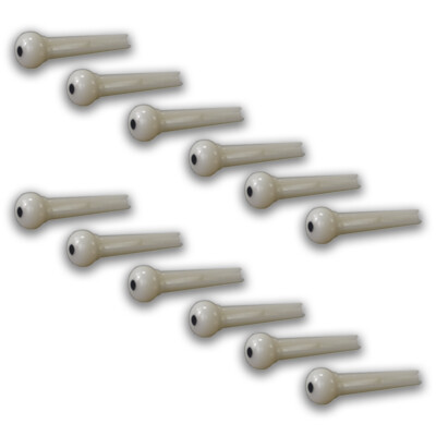 12 Pack Ivory Acoustic Guitar Bridge Pins Plastic String End Peg Fastener Holder