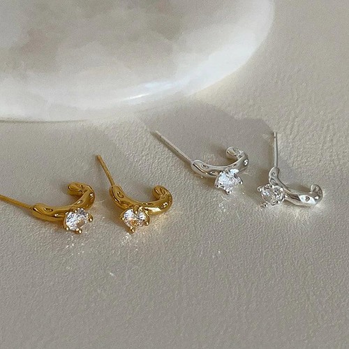 Geometrische Zirkon Ohrstecker C-Form Für Damen Kupferlegierung Geschenk