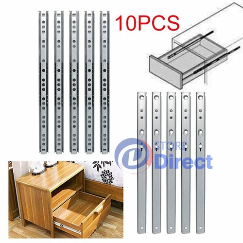 10 Pieces Steel Metal Ball Bearing Drawer Runners Slides 3 Sizes