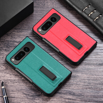 For Google Pixel Fold Shockproof Leather Case Kickstand Hybrid Protective Cover