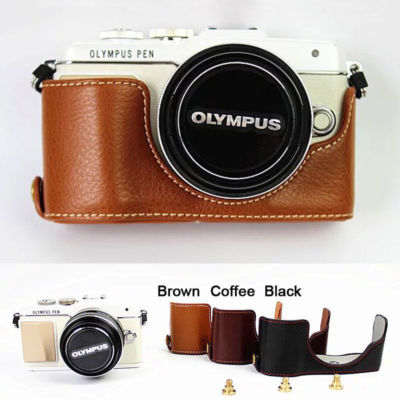 Bottom Leather Half Camera Case Bag Cover For  OLYMPUS E-PL7 EPL7 E-PL8 EPL8