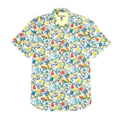 Luchiano Visconti Fruit Print Short-Sleeve Woven Men's Shirt, Size Small