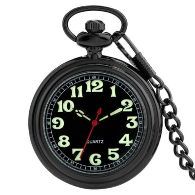 Steampunk Open Face Luminous Dial Unisex Quartz Pocket Watch Pendant Chain Gift
