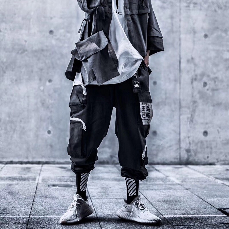 Niepce Rising Shadows Techwear Streetwear Japanese Kanji Cargo Jogger Pants