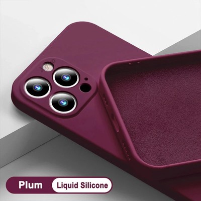 For iPhone 15 14 13 11 12 Pro Max Plus Solid Color Liquid Silicone Phone Case 