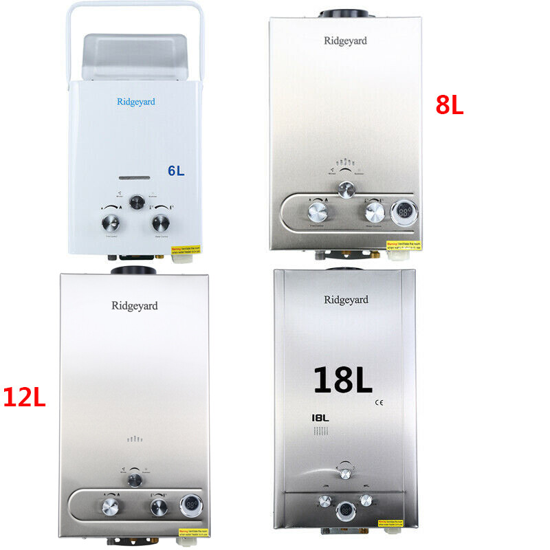 6L/8L/12L Tankless Hot Water Heater Boiler w/ Shower Head LP