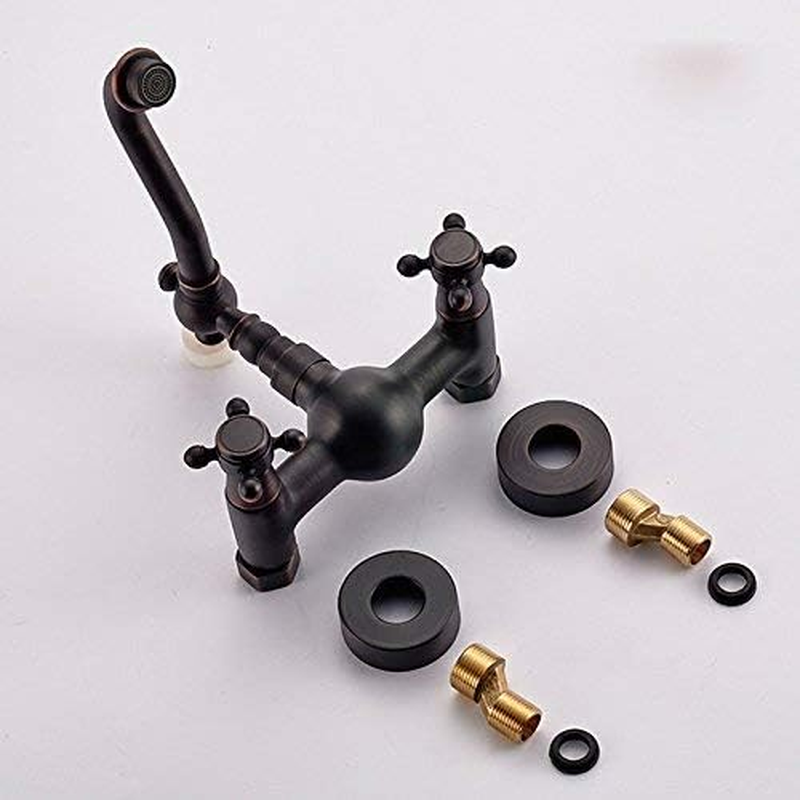 Wall Mounted Kitchen & Bathroom Sink Faucet with Double Cross Handle Oil Rubbed