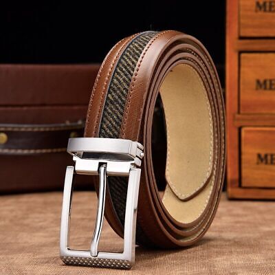 Luxury Pin Buckle Belts - Leather Canvas Strap Belt Men Fashion Belts 1pc Sets