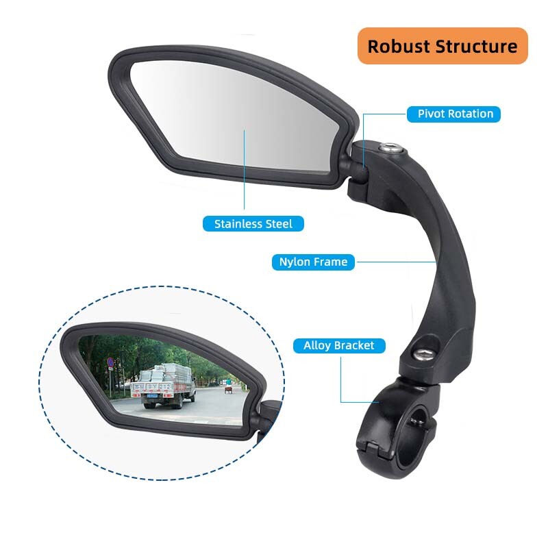 For Hafny HF-MR080 Fully Adjustable Magic Bicycle Rear View Mirror - Left 2023.